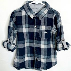 Tommy Bahama Flannel Top Blue Box Print Long Sleeve 2T